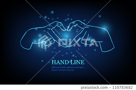 Human hand line, different hands, gestures and signs, love concept, futuristic digital innovation background vector illustration. Human hand line, different hands, gestures and signs, love concept, futuristic digital innovation background vector illustration. 110783682