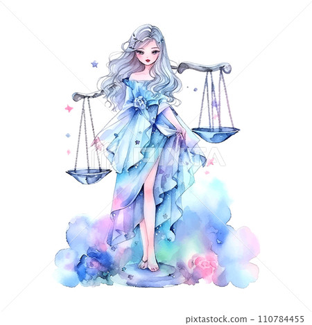 Libra zodiac sign watercolor on white background 110784455