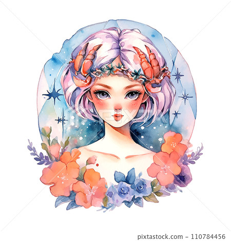 Zodiac sign virgo watercolor on white background 110784456