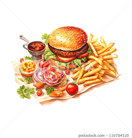 Watercolor breakfast still life watercolor for decoration design 110784520