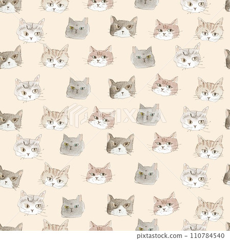 Drawing, cats, seamless pattern. textiles, wallpaper, wrapping paper, Drawing, cats, seamless pattern. textiles, wallpaper, wrapping paper, 110784540