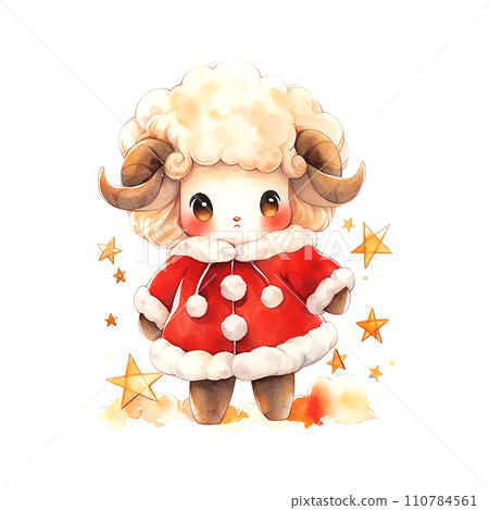 Aries zodiac sign watercolor art style on white background. 110784561