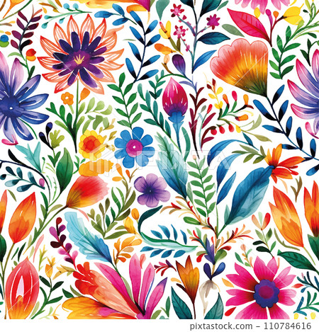 Line art mexican embroidery watercolor for print design. Line art mexican embroidery watercolor for print design. 110784616