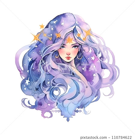 Zodiac sign virgo watercolor on white background 110784622