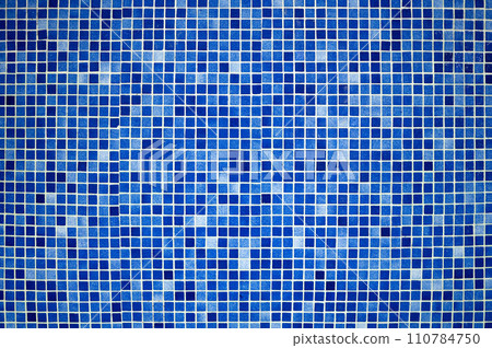 Surface of different blue color small square tiles 110784750