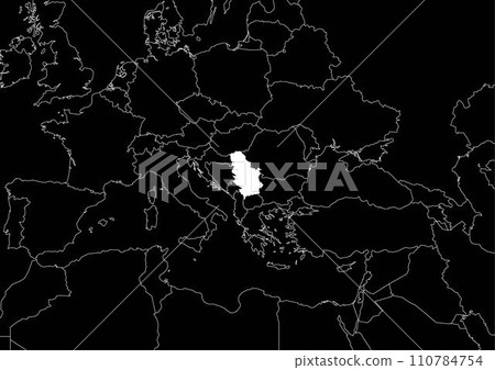 Serbia map europe black background 110784754