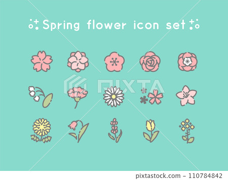 春天的花朵圖示 set_1 110784842