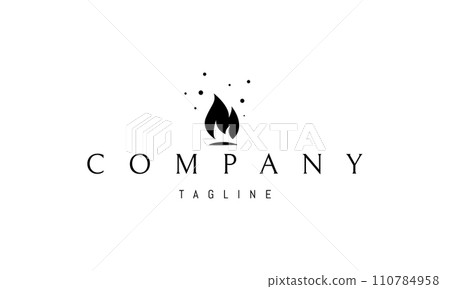 A vector logo with an abstract image of a burning flame with the letter M inside. 110784958