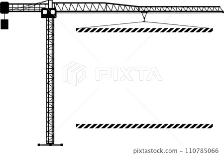 Silhouette of Mobile Wheel Crane with Poster Icon in Flat Style. Vector Illustration 110785066
