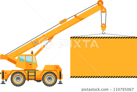 Mobile Wheel Crane with Poster Icon in Flat Style. Vector Illustration Mobile Wheel Crane with Poster Icon in Flat Style. Vector Illustration 110785067