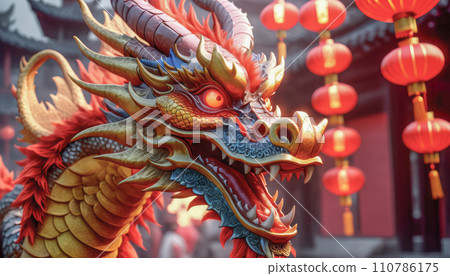 Beautiful fantasy dragon. Year of the Dragon according to the eastern horoscope 110786175