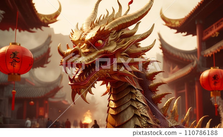 Beautiful fantasy dragon. Year of the Dragon according to the eastern horoscope 110786188