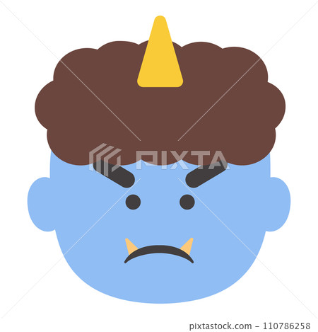 可愛的節分藍色惡魔向量圖素材 可愛的節分藍色惡魔向量圖素材 110786258