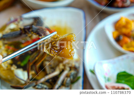 South Korea food. Soy Sauce Marinated Crab South Korea food. Soy Sauce Marinated Crab 110786370