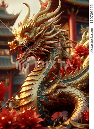 Beautiful fantasy dragon. Year of the Dragon according to the eastern horoscope 110786463
