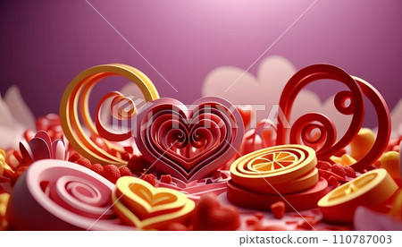 Love, valentine, colorful composition, symbolism and romance of love, February 14, Valentine's Day 110787003