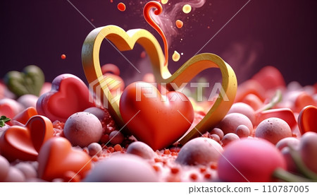 Love, valentine, colorful composition, symbolism and romance of love, February 14, Valentine's Day 110787005
