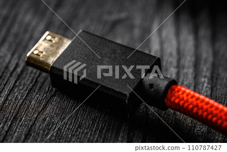 HDMI wires close up 110787427