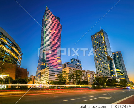 Central Business part of Warsaw in the evening 110787439