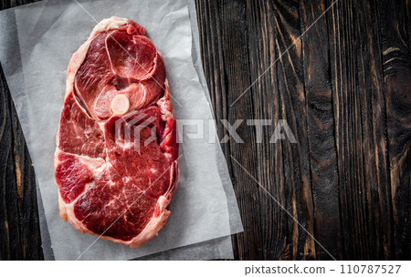 Piece of raw lamb meat 110787527