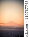 Sunset and Mt. Fuji silhouette seen from Enoshima 110787748