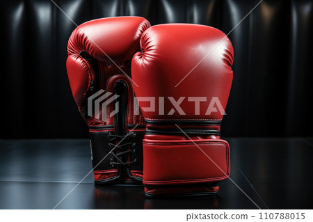 Boxing gloves on dark background, close up 110788015