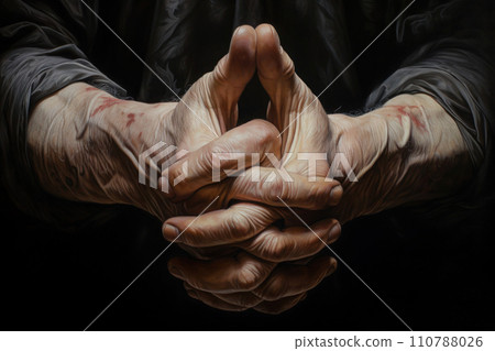 Person prays. Concept of religion and faith 110788026