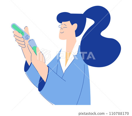 Chemistry with Woman Scientist Character with Glass Tube Vector Illustration Chemistry with Woman Scientist Character with Glass Tube Vector Illustration 110788170