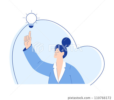 Chemistry with Woman Scientist Character with Lightbulb Have Idea Vector Illustration Chemistry with Woman Scientist Character with Lightbulb Have Idea Vector Illustration 110788172