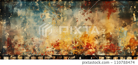Banner with the texture of old vintage film film. Cinematic nostalgia 110788474