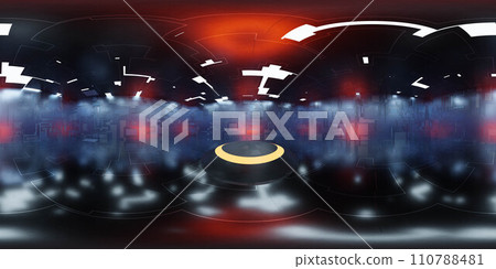 Black and Red room With a Yellow central podium for presentation 360 panorama vr environment map 110788481