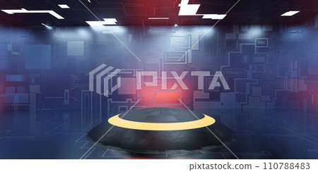 A Room With a presentation stand podium on Floor, Simple and Striking Interior Design 3d render illustration 110788483