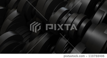 Assorted Metal Objects in Black and White 3d render illustration 110788486