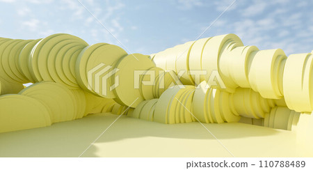 environment with Close Up of Yellow Object With Sky in Background 3d render illustration 110788489
