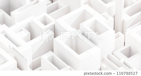 Close Up of White Block Pattern, Clean, Minimalistic Design Made of Simple Blocks 3d render illustration 110788527