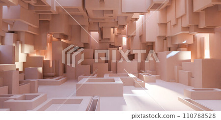 Spacious Room Filled With Numerous Boxes 3d render illustration Spacious Room Filled With Numerous Boxes 3d render illustration 110788528