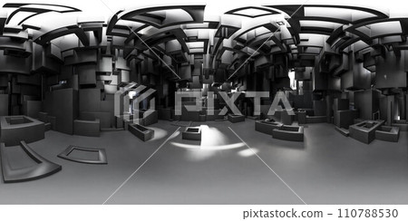 Expansive Hall Filled With Numerous boxes 360 panorama vr environment map 110788530