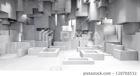 A Room Filled With Numerous White Boxes 3d render illustration 110788532