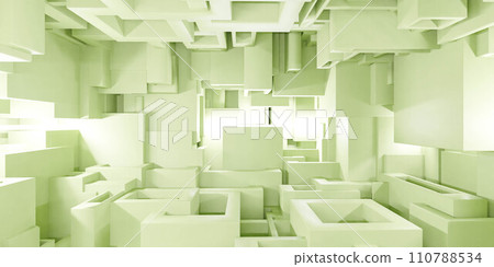 Room Filled With Many bright green Boxes 3d render illustration Room Filled With Many bright green Boxes 3d render illustration 110788534