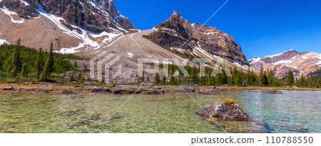 Glacier Lake in Canadian Rocky Mountain Landscape. Glacier Lake in Canadian Rocky Mountain Landscape. 110788550