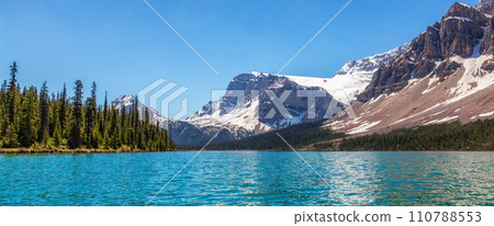 Glacier Lake in Canadian Rocky Mountain Landscape. Glacier Lake in Canadian Rocky Mountain Landscape. 110788553