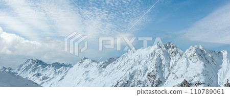 Silvretta Alps winter view (Austria). Panorama. 110789061