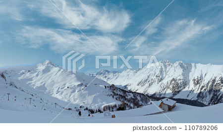 Silvretta Alps winter view (Austria). Panorama. 110789206