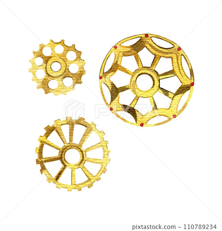 Golden clock mechanism gears. Clipart. Stock Illustration 110789234 PIXTA