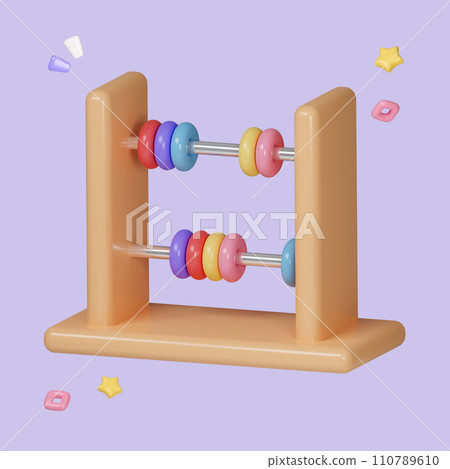 Cute colorful abacus icon cute smooth on pastel background, arithmetic game learn counting number concept. finance education. icon symbol clipping path. 3d render illustration Cute colorful abacus icon cute smooth on pastel background, arithmetic game learn counting number concept. finance education. icon symbol clipping path. 3d render illustration 110789610