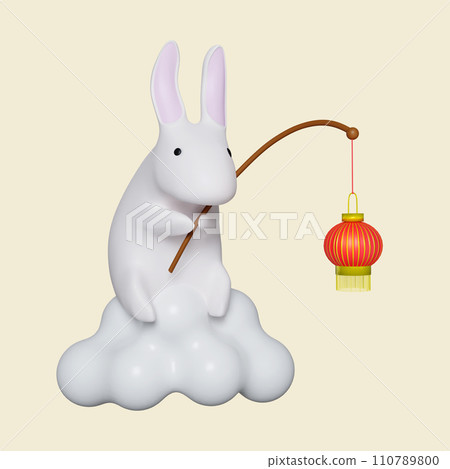 3d rabbit holding chinese lanterns . Mid autumn festival. icon isolated on yellow background. 3d rendering illustration. Clipping path. 3d rabbit holding chinese lanterns . Mid autumn festival. icon isolated on yellow background. 3d rendering illustration. Clipping path. 110789800