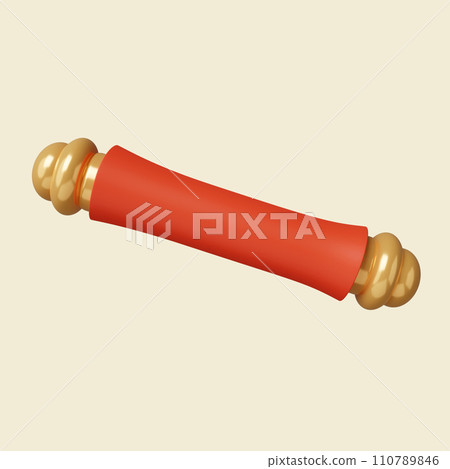 3d red scripture. Mid autumn festival. icon isolated on yellow background. 3d rendering illustration. Clipping path. 3d red scripture. Mid autumn festival. icon isolated on yellow background. 3d rendering illustration. Clipping path. 110789846