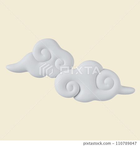 3d cloud. Mid autumn festival. icon isolated on yellow background. 3d rendering illustration. Clipping path. 3d cloud. Mid autumn festival. icon isolated on yellow background. 3d rendering illustration. Clipping path. 110789847