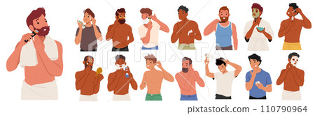 Man Beauty Routine Includes Cleansing, Moisturizing And Grooming. It Focuses On Maintaining Healthy Skin Man Beauty Routine Includes Cleansing, Moisturizing And Grooming. It Focuses On Maintaining Healthy Skin 110790964