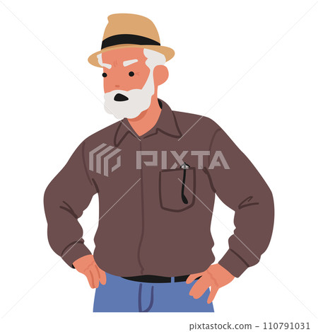 Irate Senior Man Scowled Fiercely, His Furrowed Brows Revealing Deep-seated Frustration. Character Displeasure Irate Senior Man Scowled Fiercely, His Furrowed Brows Revealing Deep-seated Frustration. Character Displeasure 110791031